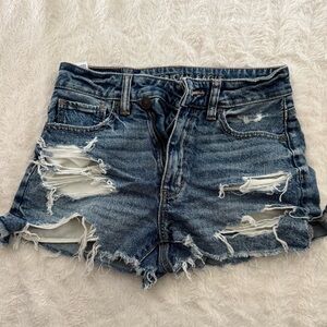 American Eagle Outfitters Women's Ripped Blue Jean Shorts
